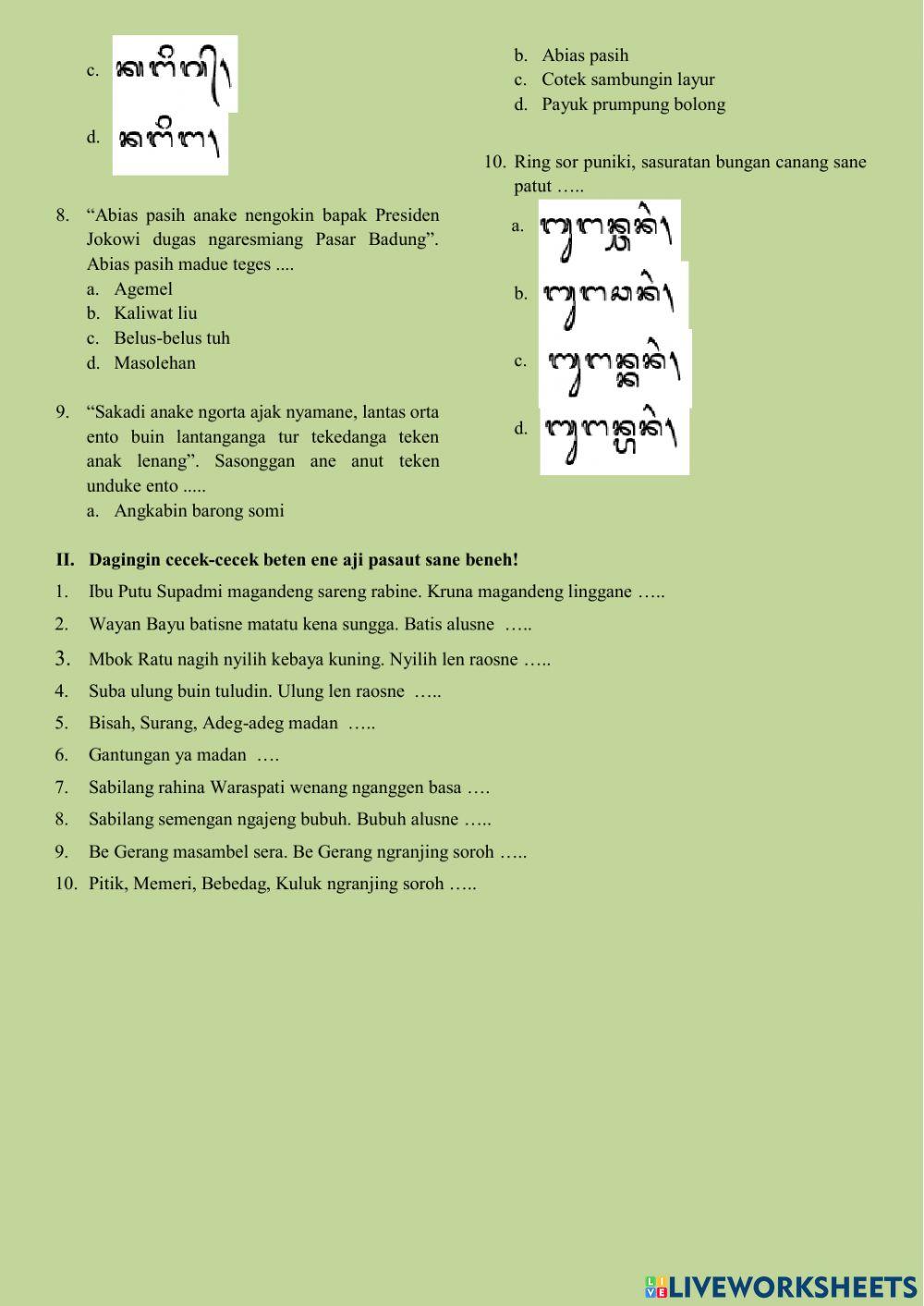PTS I - Bahasa Bali utk kelas 6