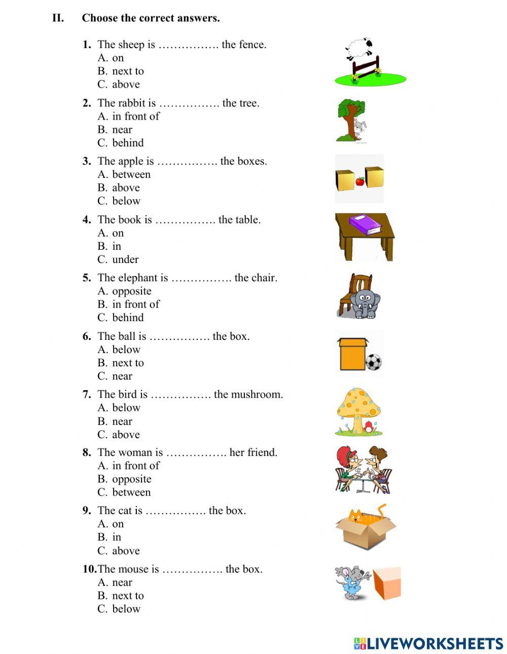 Places in the town + Prepositions of place