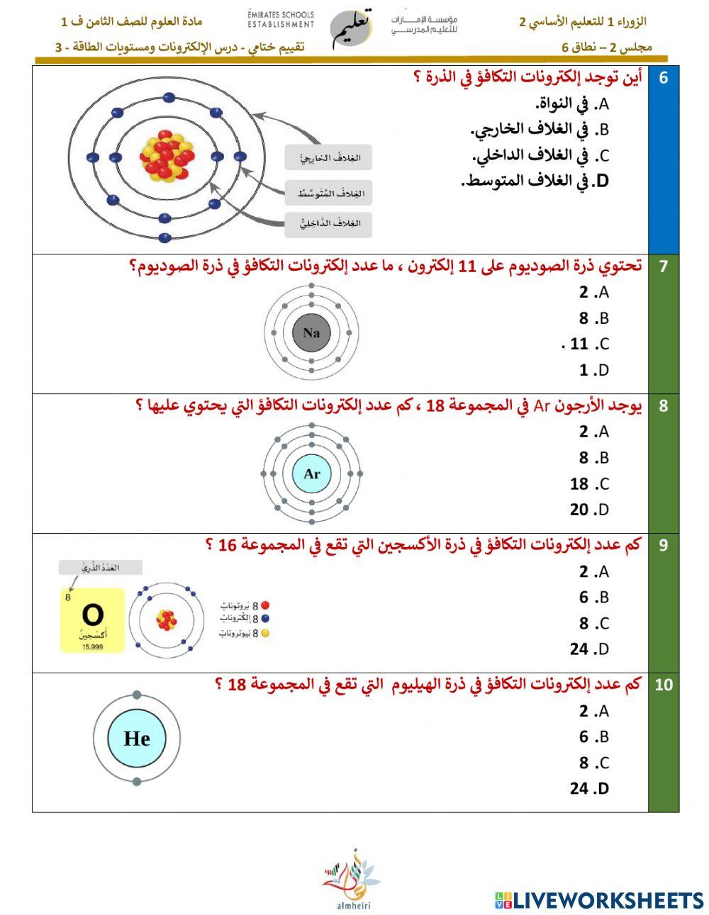 الإلكترونات و مستويات الطاقة 3