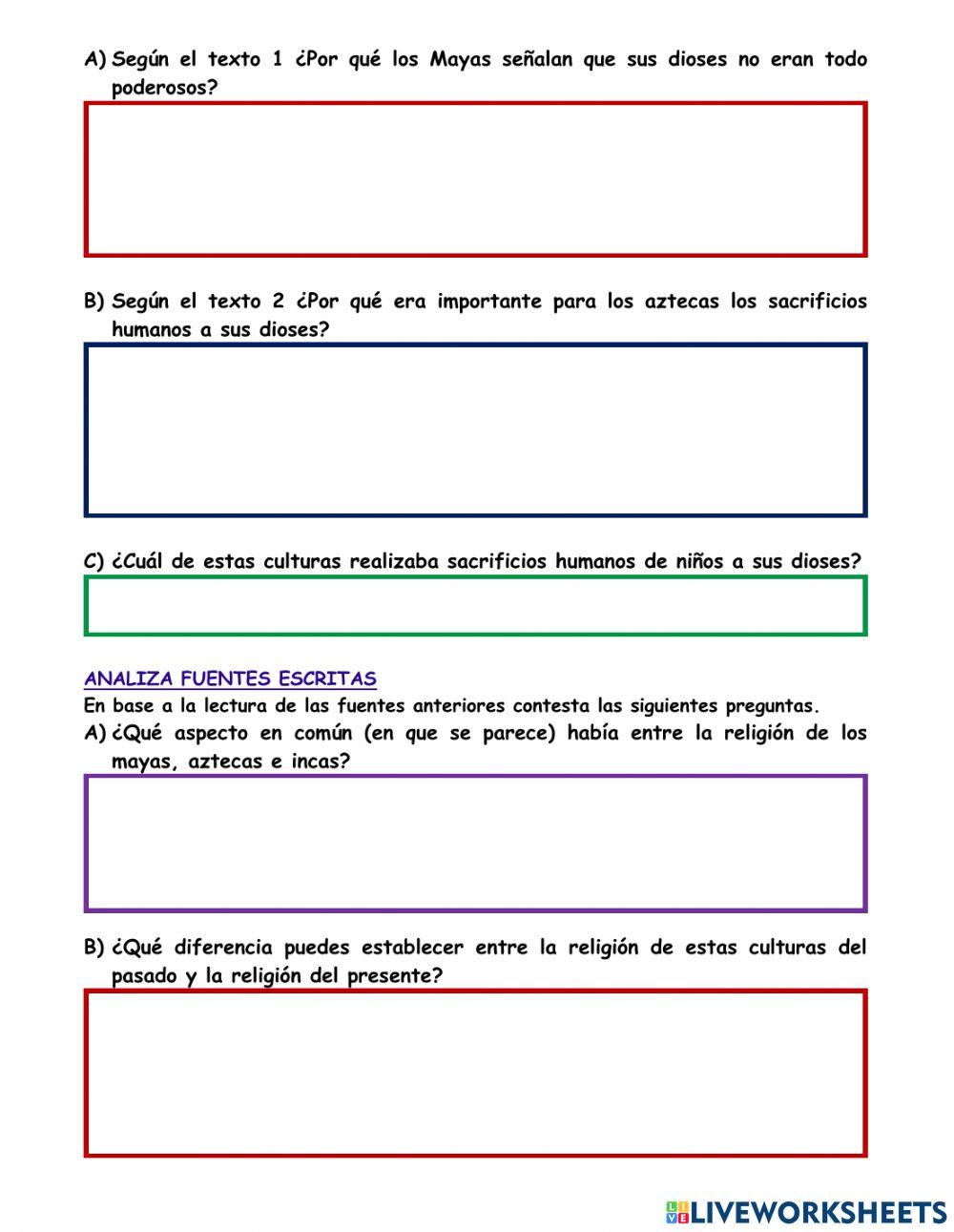 Taller religión de las civilizaciones americanas