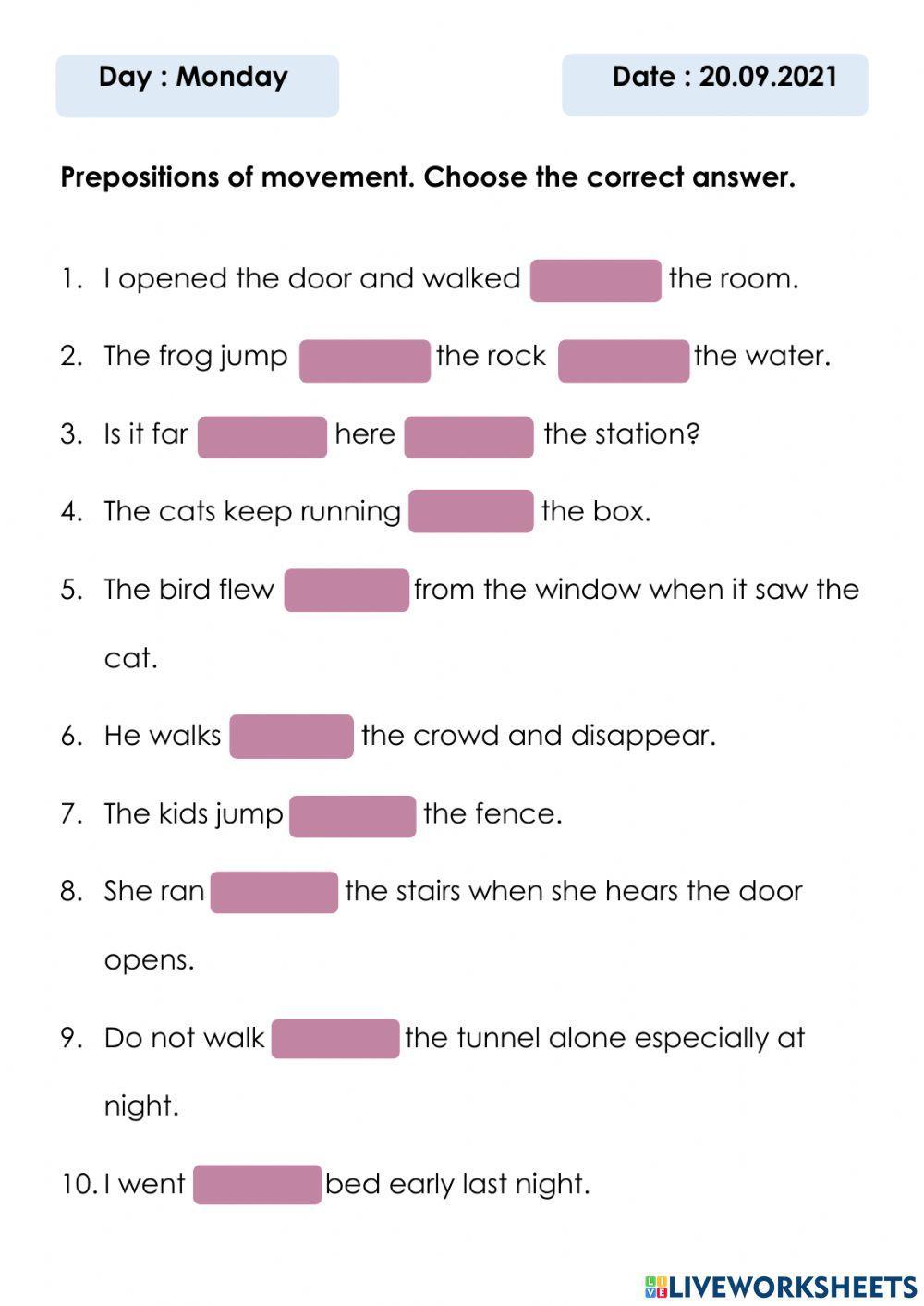 Prepositions of Movement