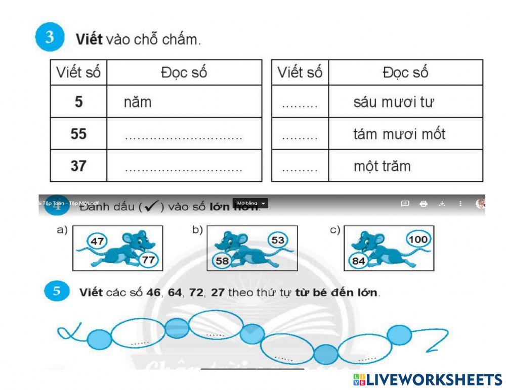 Ôn tập các số đến 100 - tiết 1