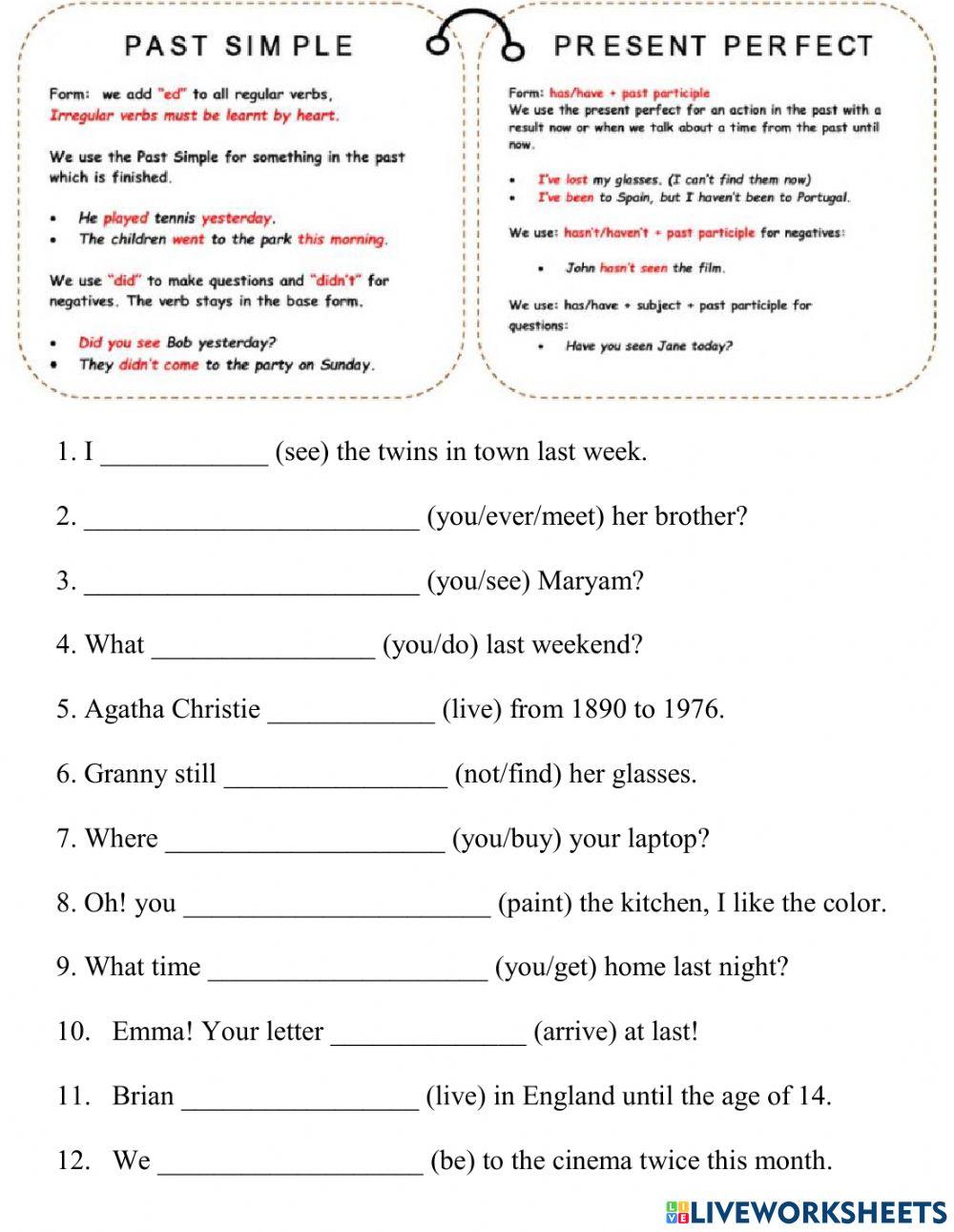 Present perfect simple vs past simple 1413315 Amalmalin