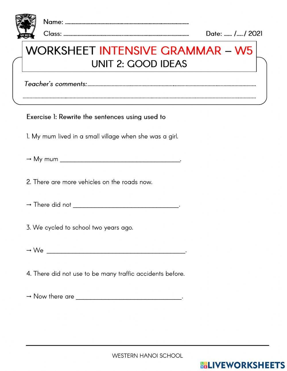 Unit 2- Week 5 - Intensive Grammar