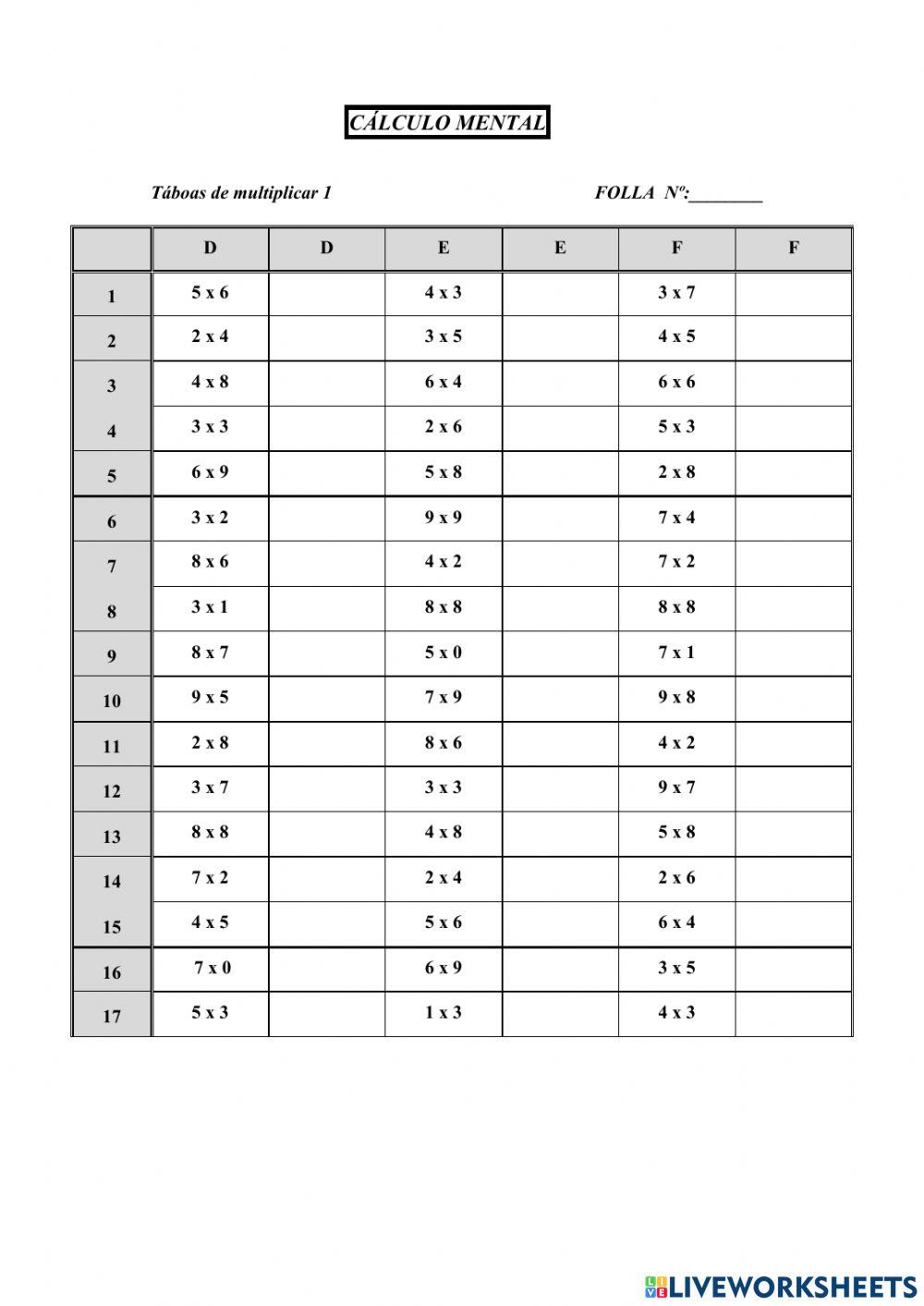 Cálculo mental 1