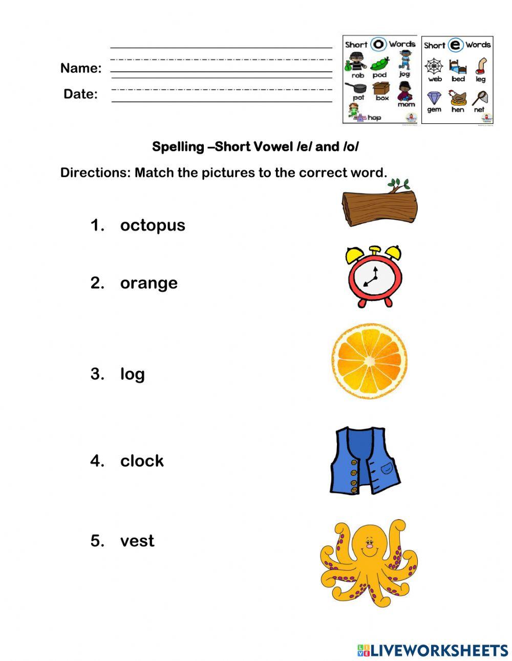 Spelling online exercise for 2 Live Worksheets