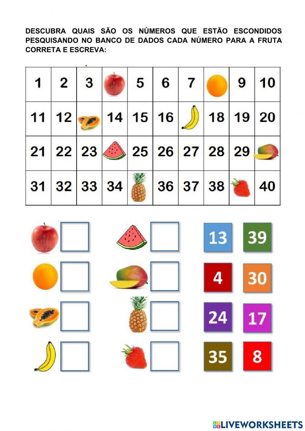 Escreva os números que faltam