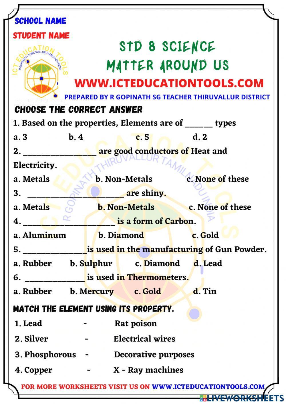 Std 8 science metals and non-metals eng med