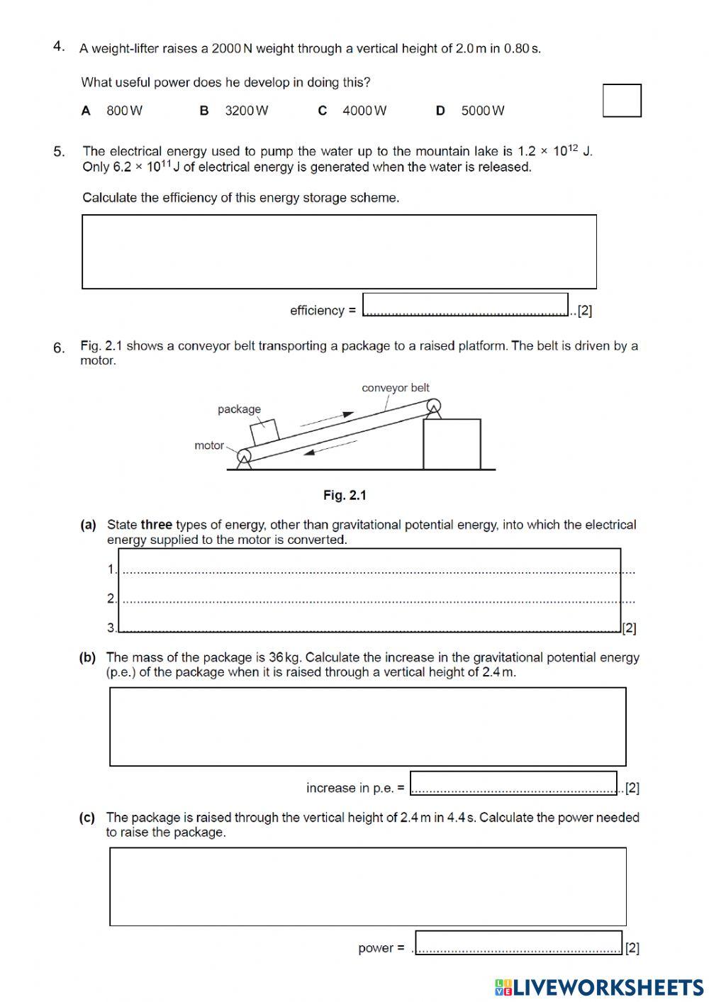 Exercise on Efficiency - Power