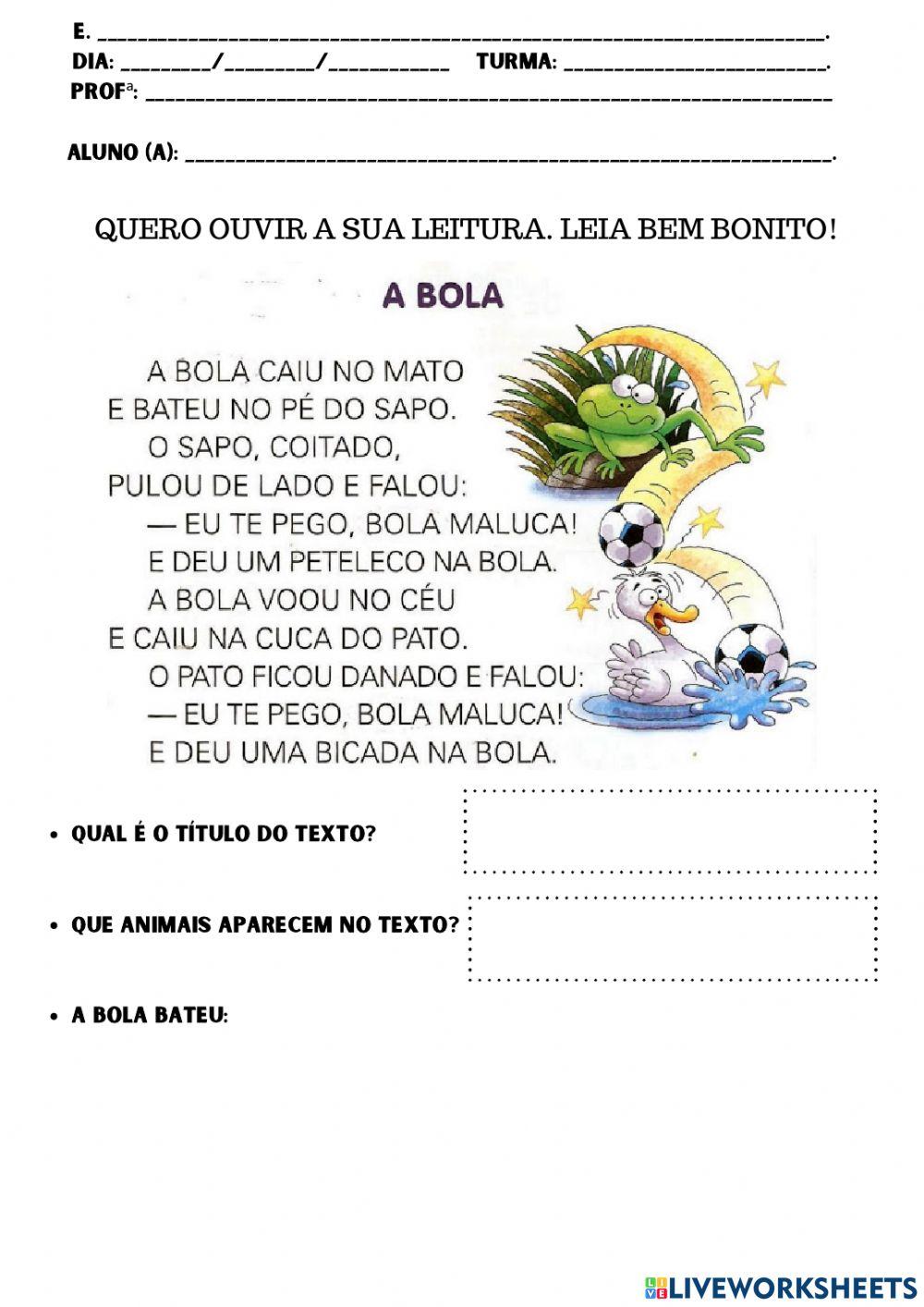 leitura A bola leitura A bola