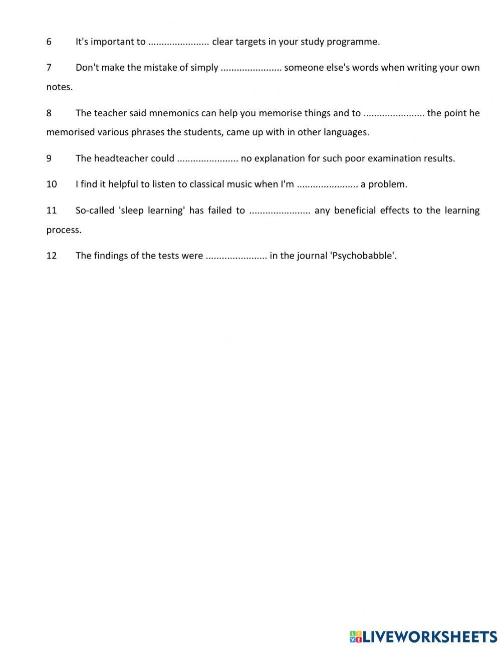 Under-Over - Gerunds-Infinitives - Collocations