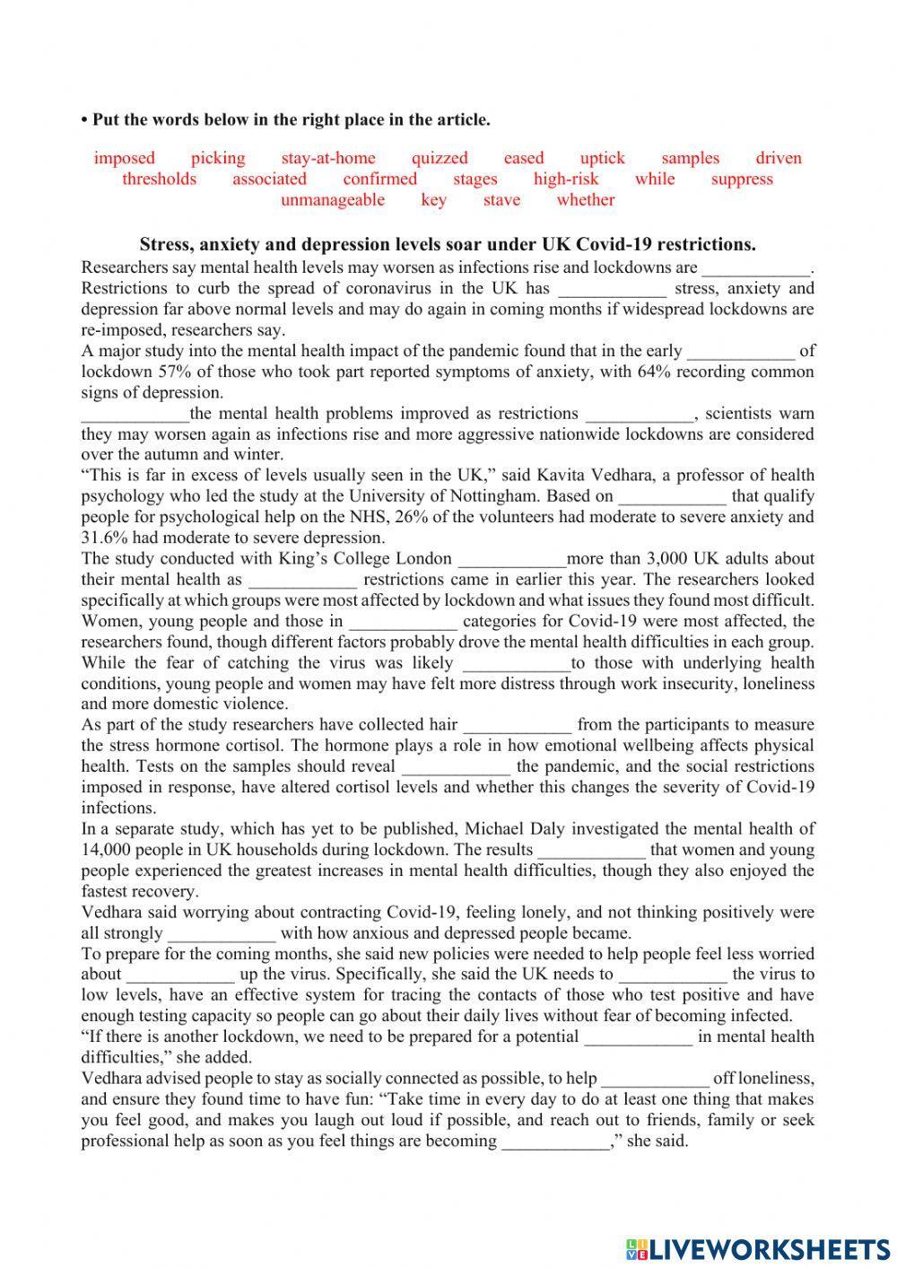 Anxiety and Depression - Covid-19