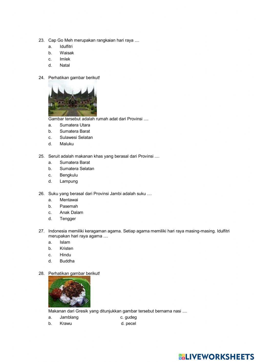 PTS Kelas 4 Tema 1 Sesi 2