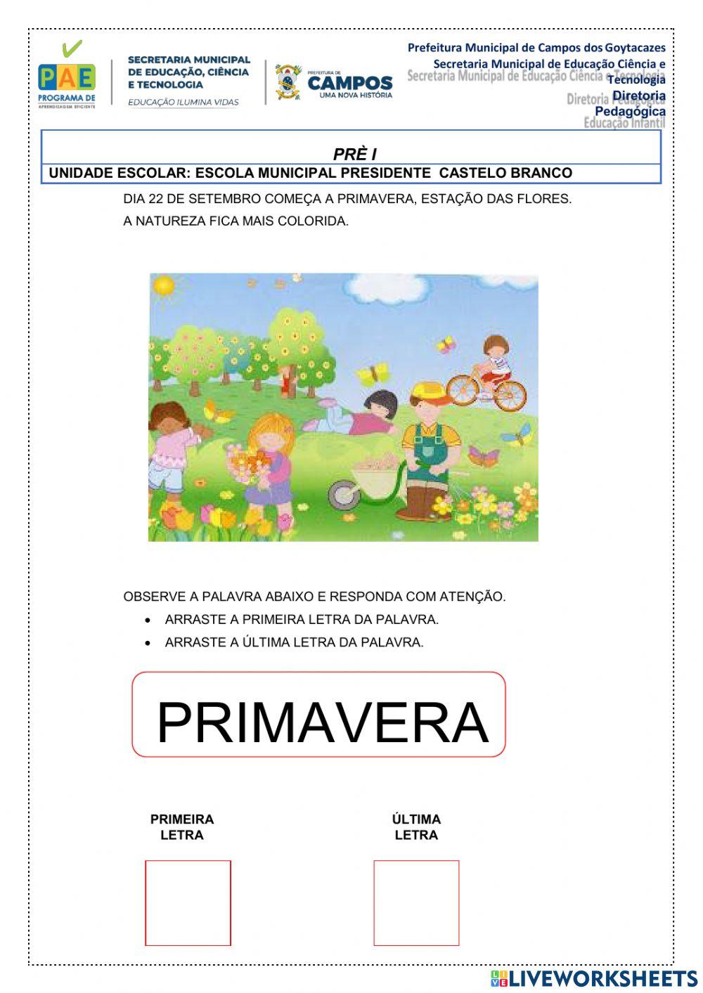 Letra inicial e final