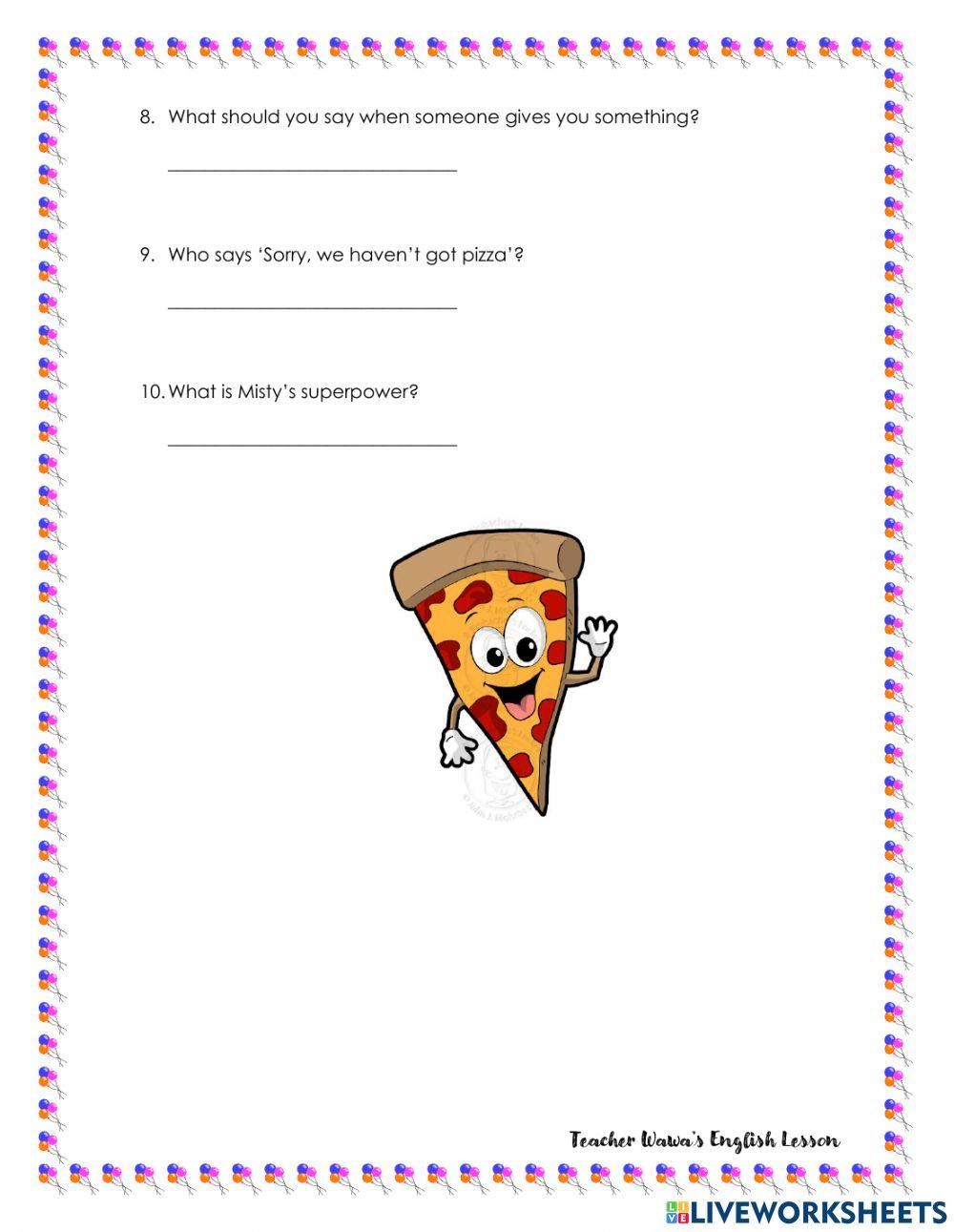 The pizza (superminds book page 50&51)