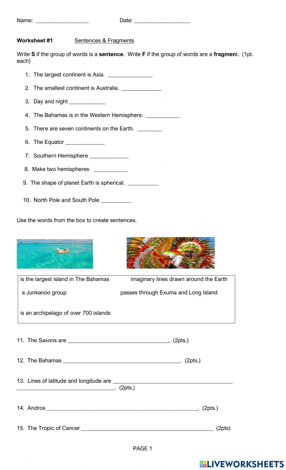 Sentence and Fragments  