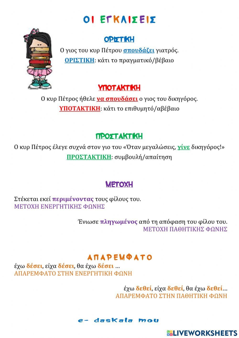 Οι εγκλίσεις του ρήματος