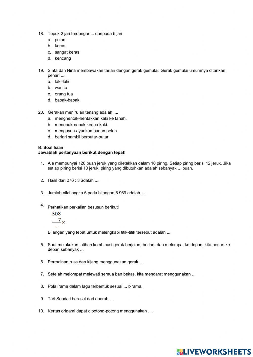 PTS Kelas 3 Tema 1 Sesi 2