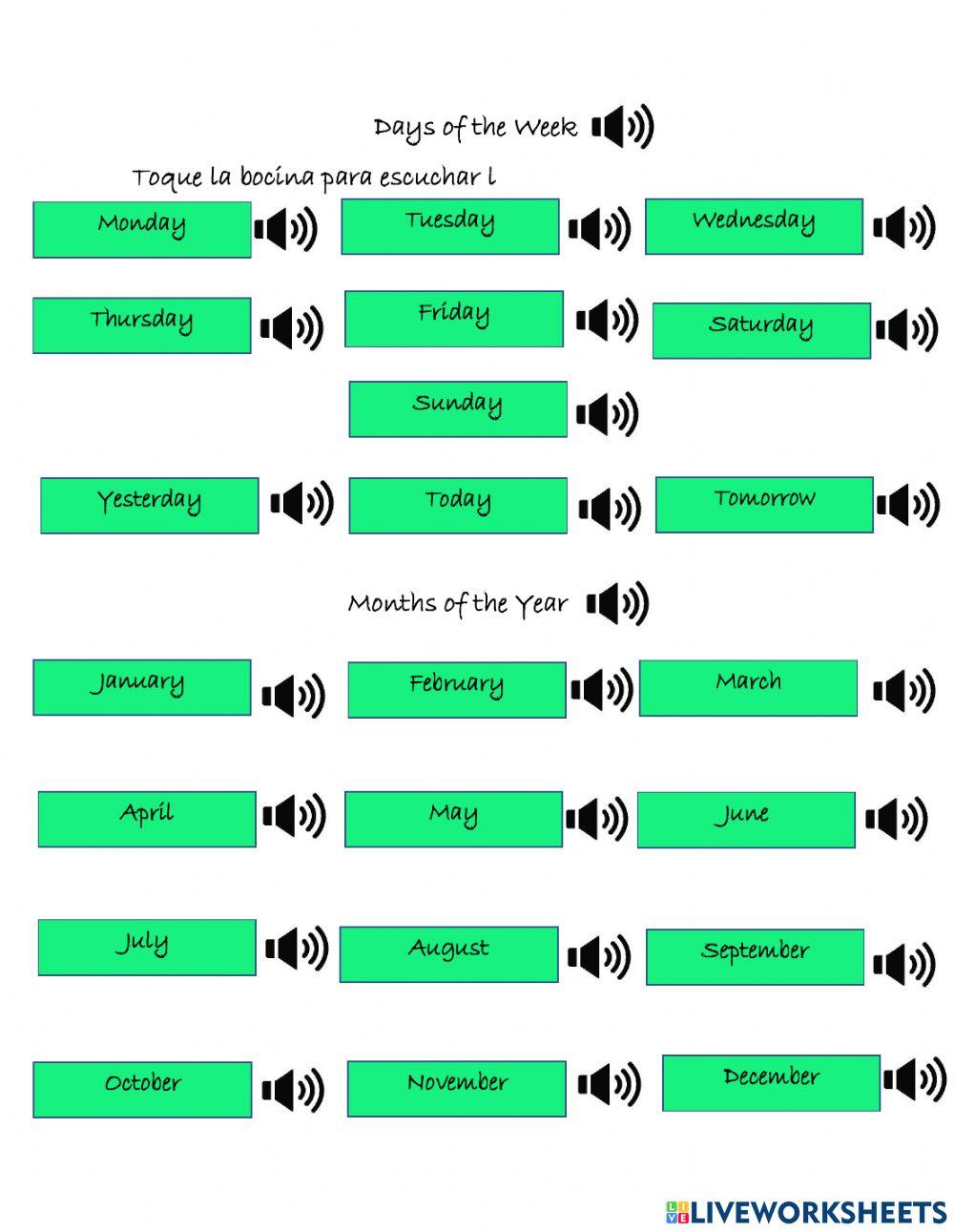 Days, months, seasons and weather Days, months, seasons and weather