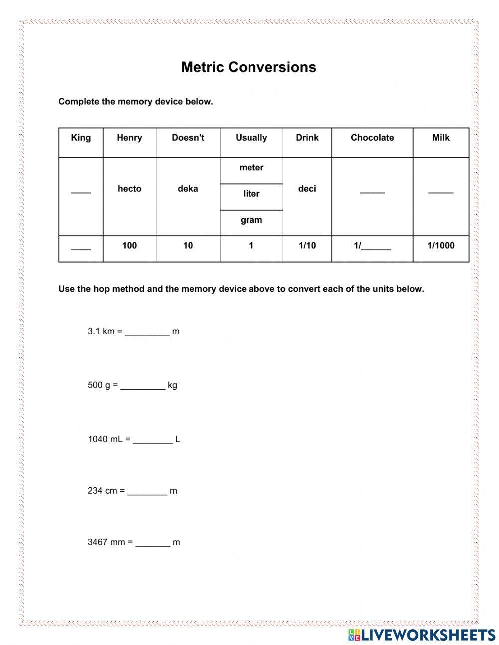 Metric Unit Conversions