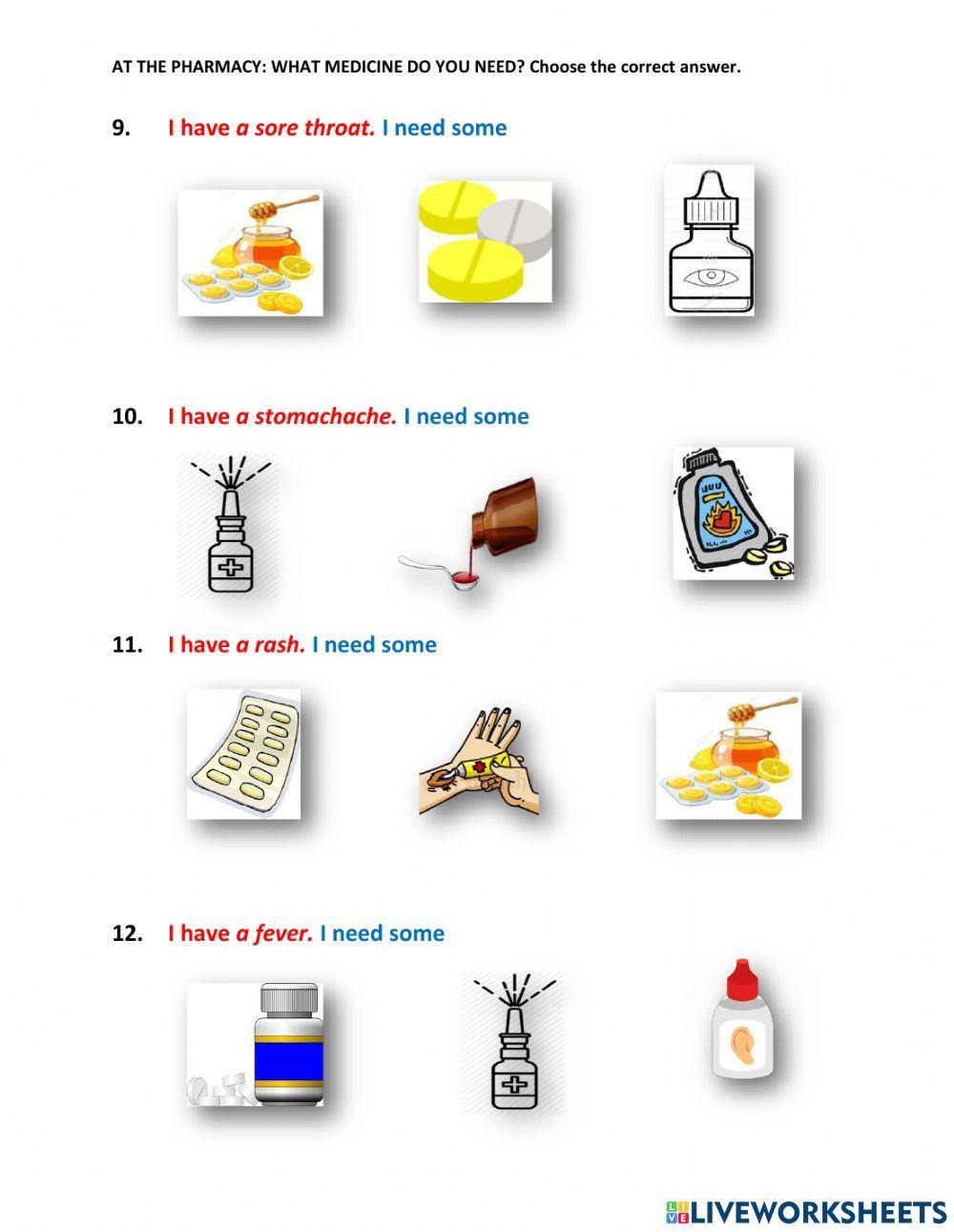 At the Pharmacy - What Medicine do You Need? Ex4