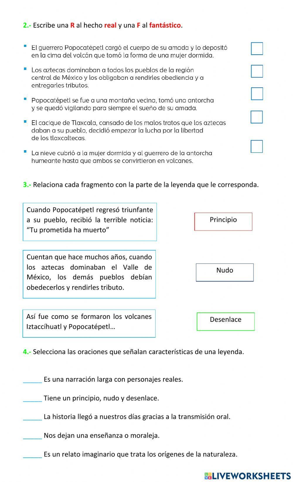 Características de las leyendas