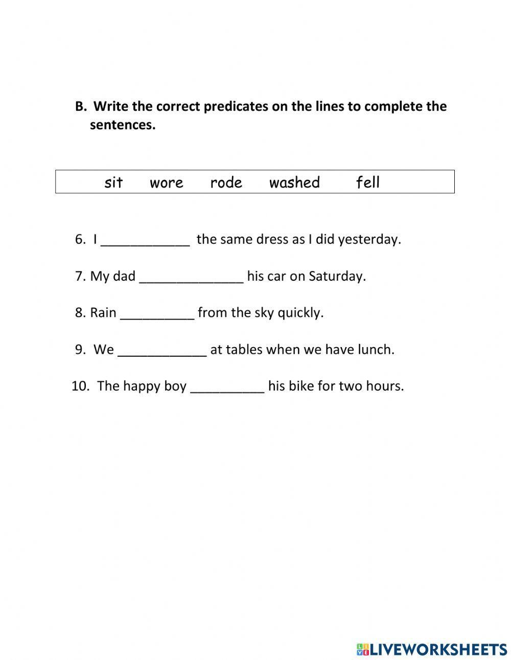 Simple Subjects and Simple Predicates