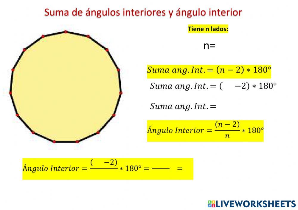 Suma de ángulos interiores y ángulo interior polígono 15