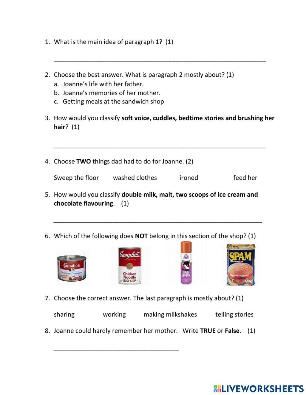 Reading Comprehension Pretest