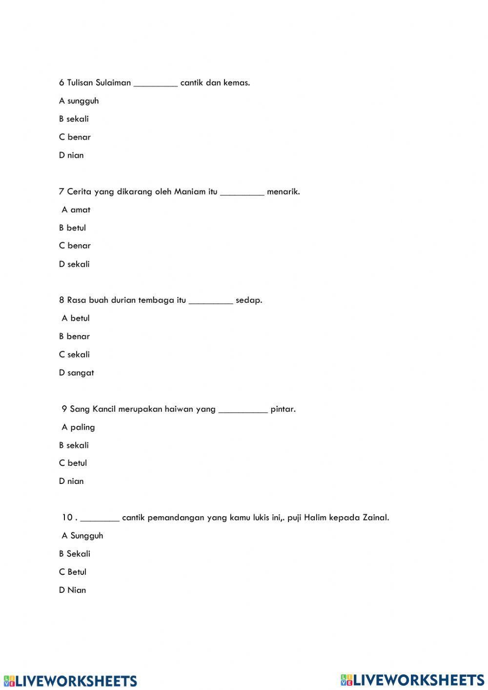 Kata Adjektif dan Kata Penguat Tahun 6