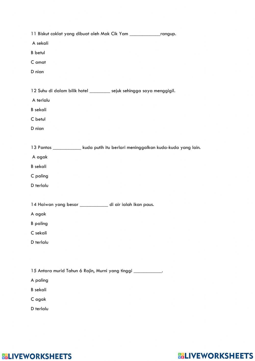 Kata Adjektif dan Kata Penguat Tahun 6