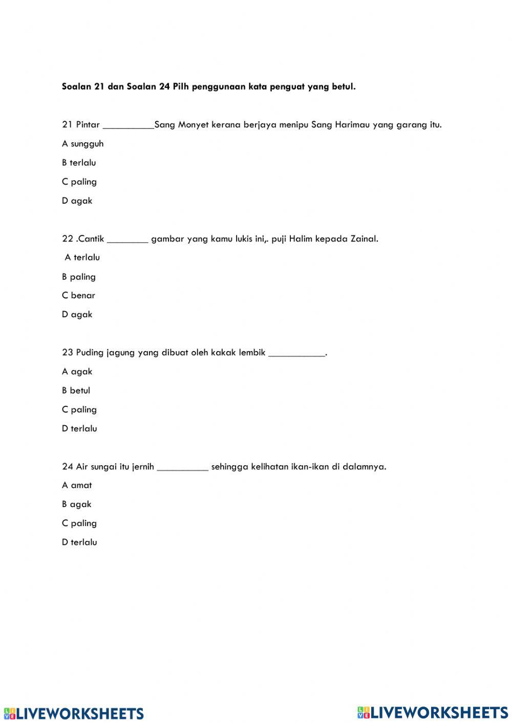 Kata Adjektif dan Kata Penguat Tahun 6