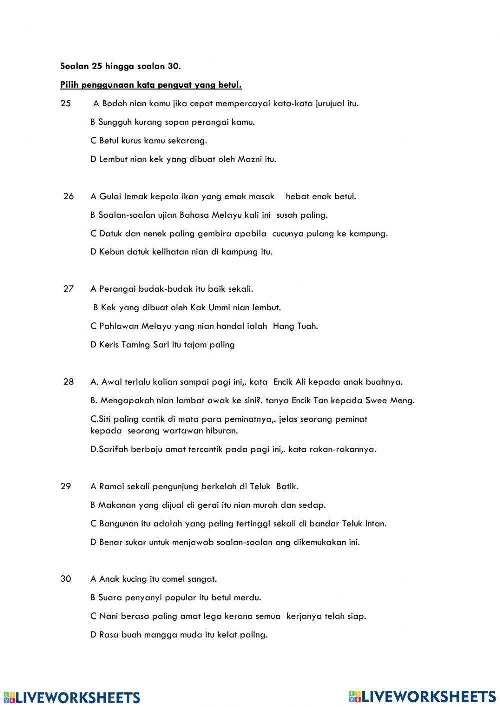 Kata Adjektif dan Kata Penguat Tahun 6