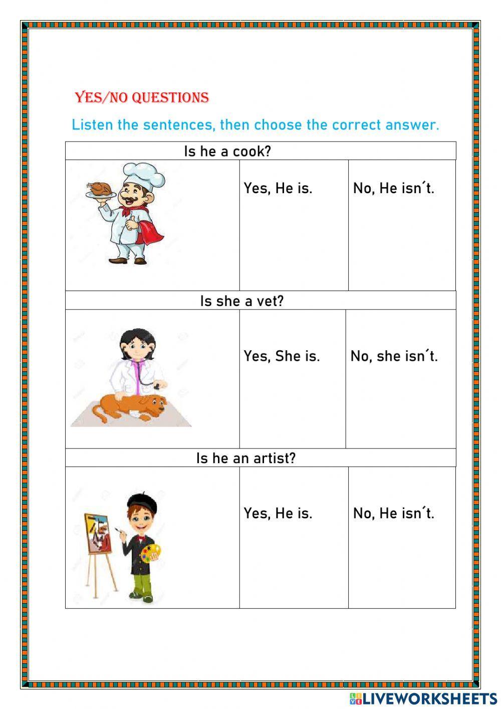 Yes-No questions occupations