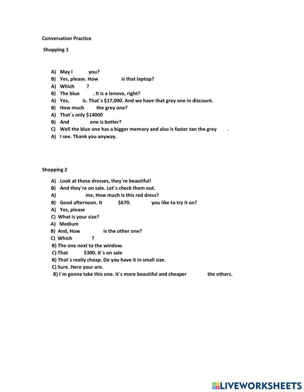 Shopping conversation