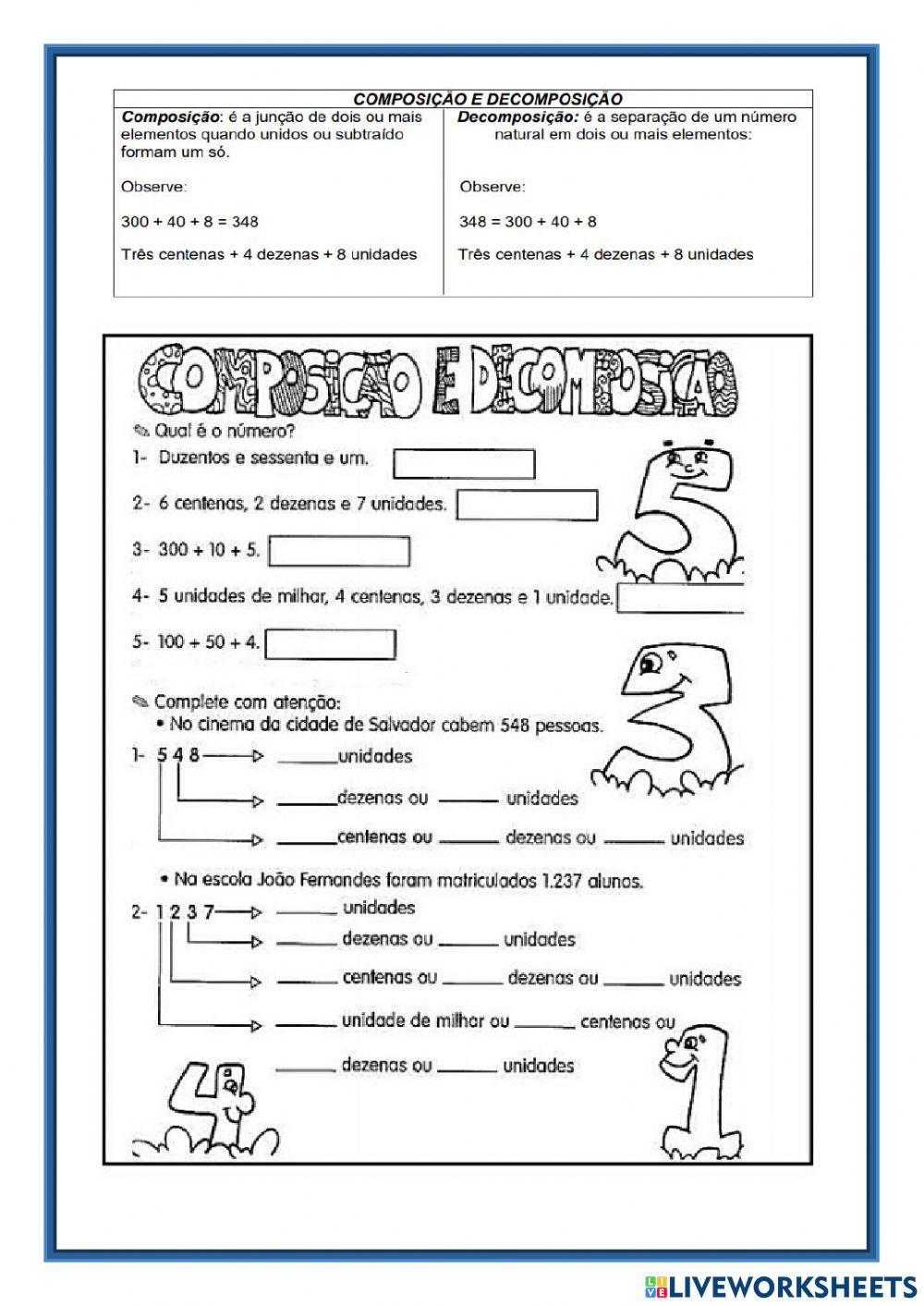 Decomposição de númeroa decimais