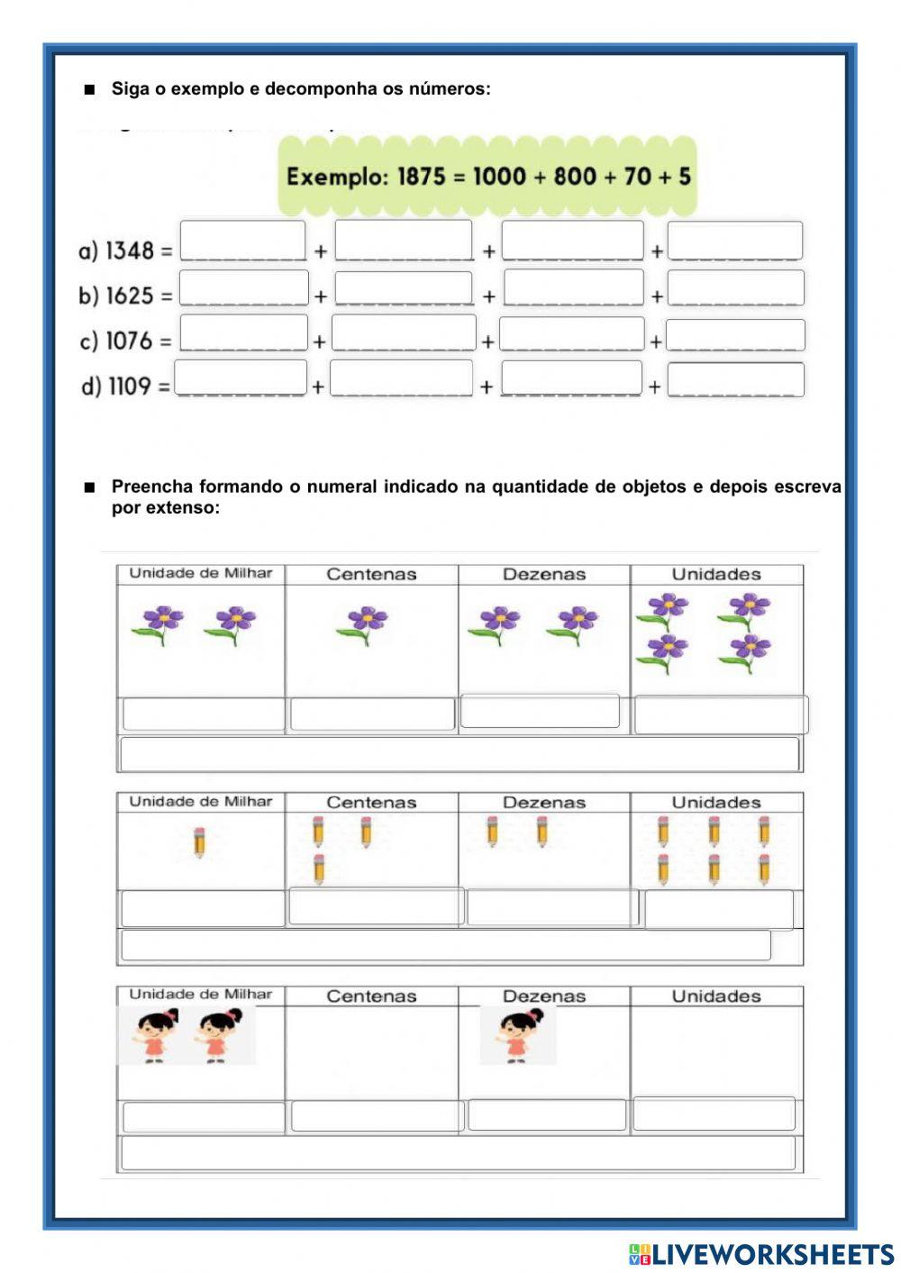 Decomposição de númeroa decimais