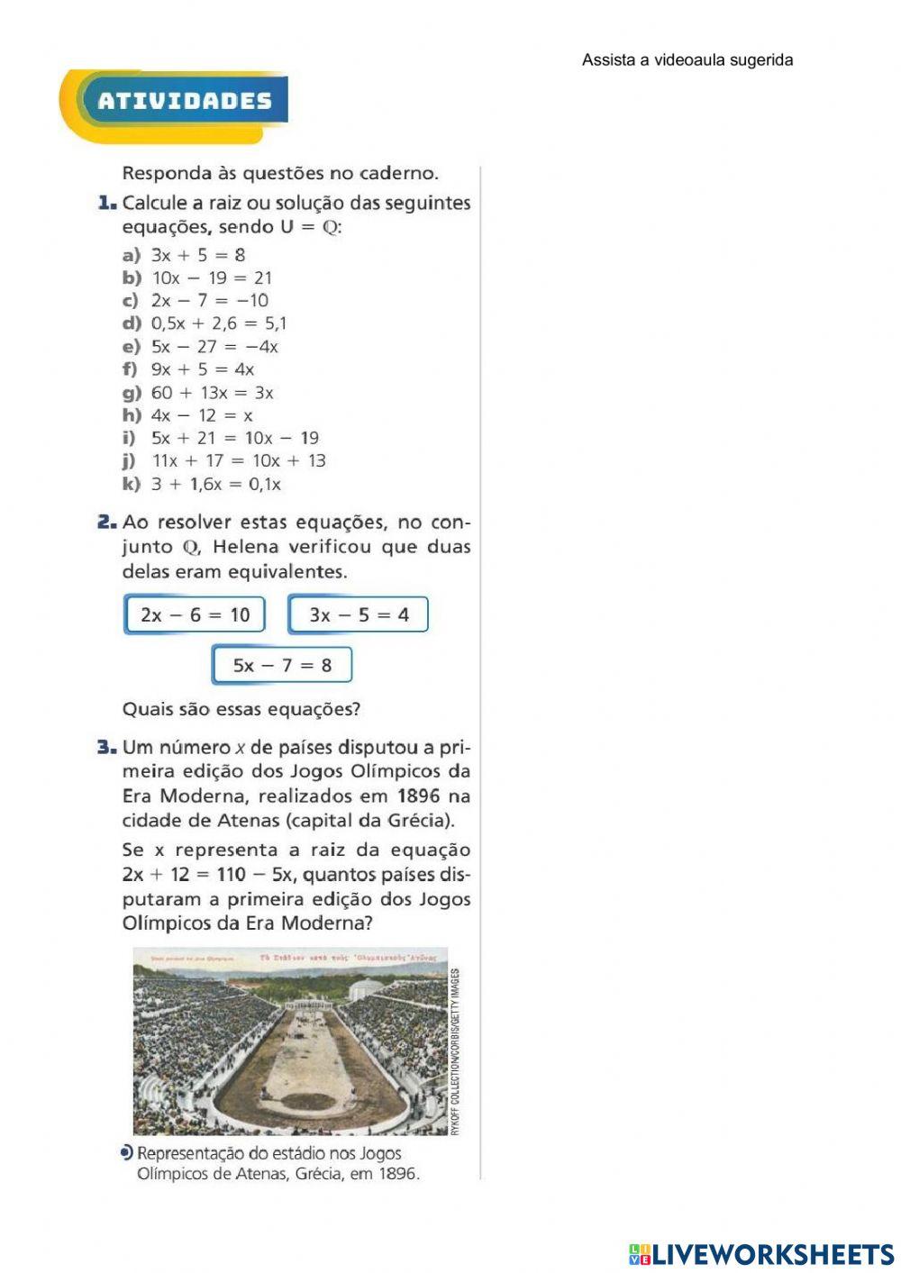LIVRO AULA 02-09-2021 Matemática Equação do 1° Grau Ler as págs 150 a 152 Fazer a pág 153 (n°01 a 03