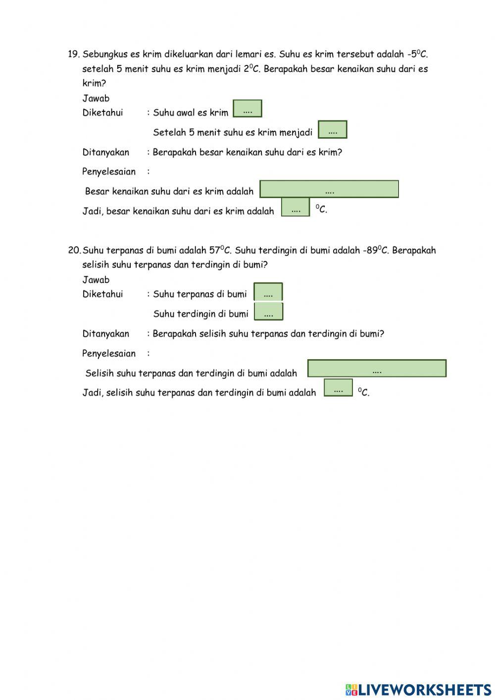 Penilaian Harian Tema 1 Matematika