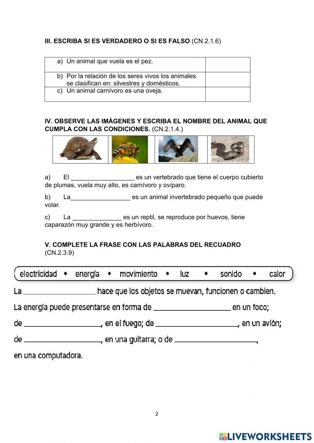 Evaluación diagnóstica de Ciencias Naturales