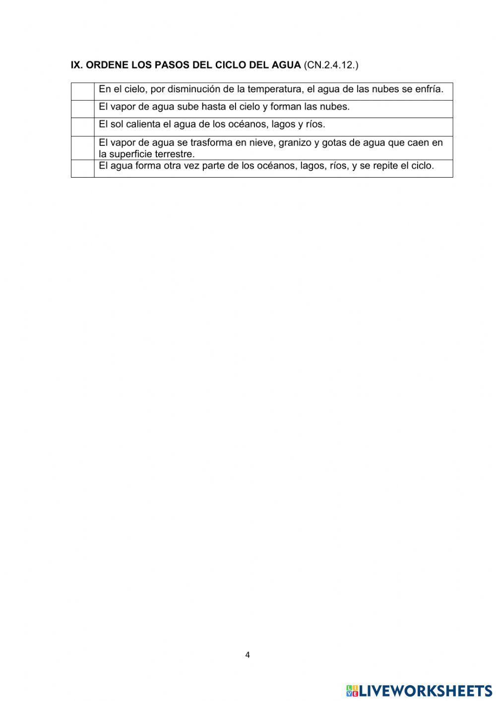 Evaluación diagnóstica de Ciencias Naturales