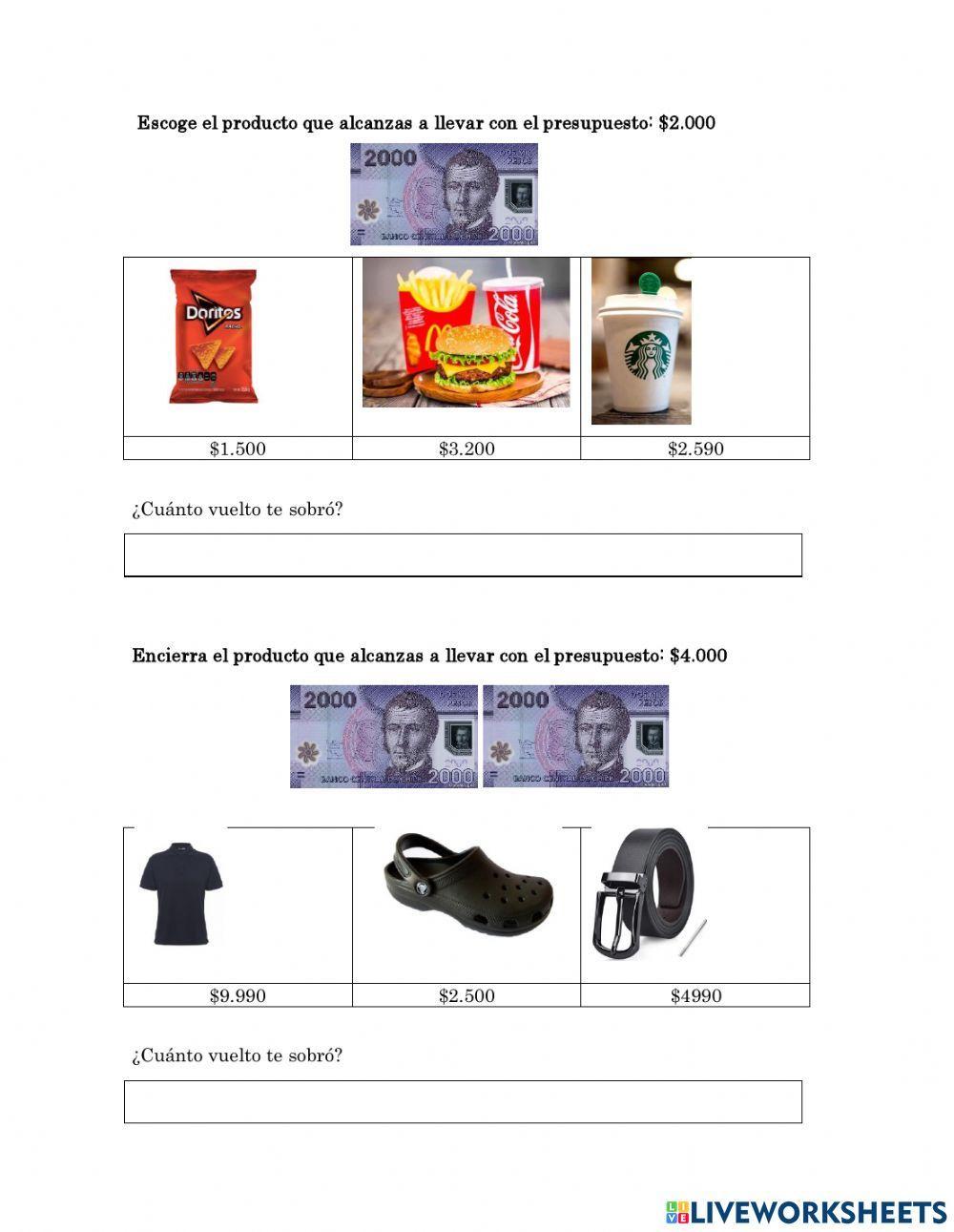 Evaluación manejo del dinero