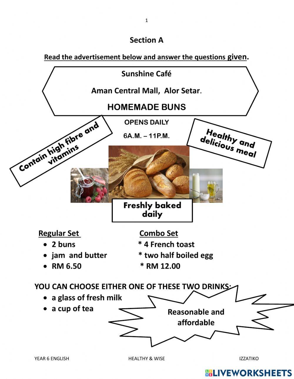 Year 6 English healthy and wise