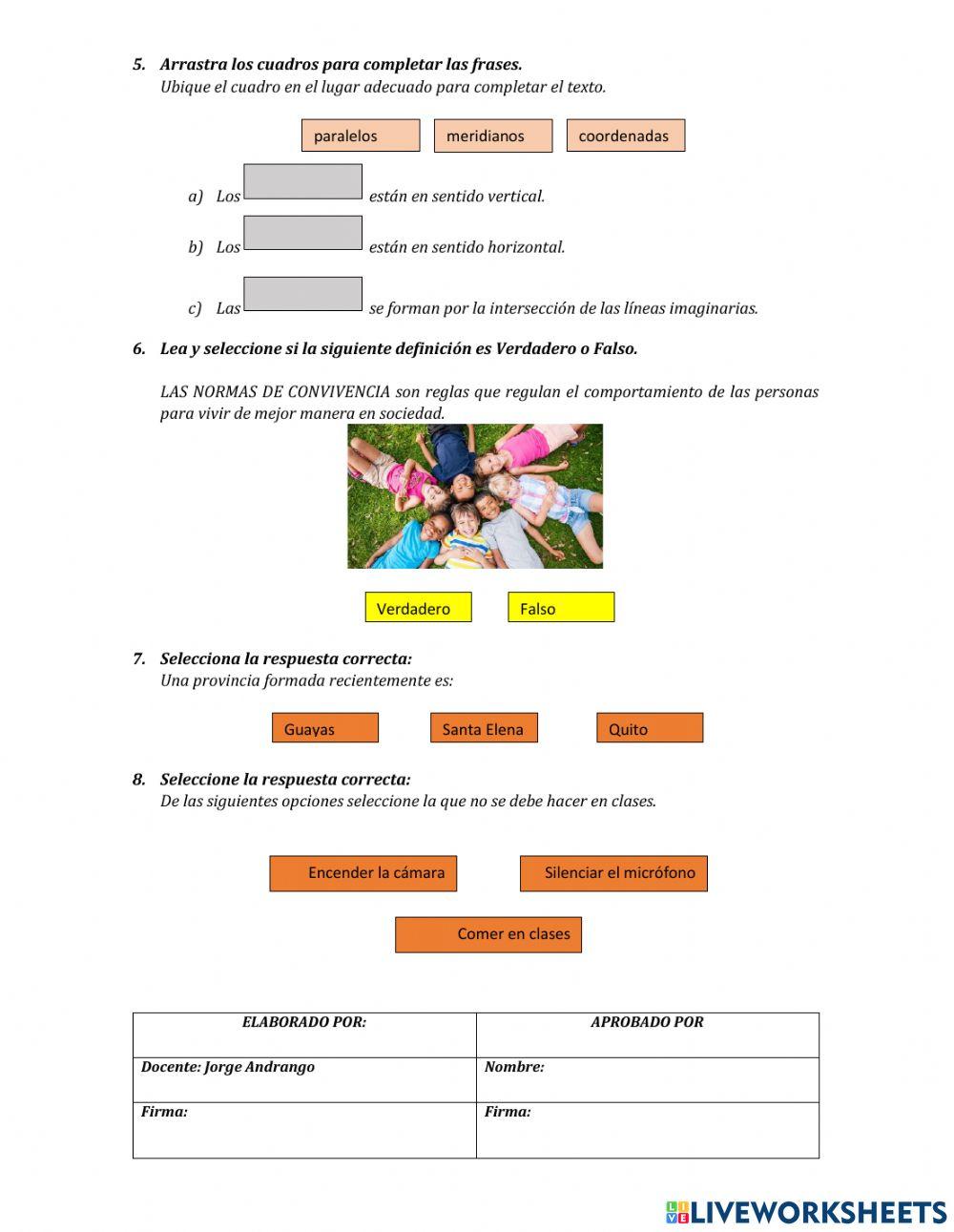 Cuestionario de tipos de preguntas