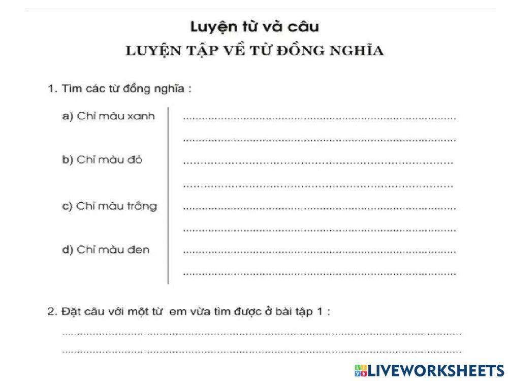 Ltvc luyện tập về từ đồng nghĩa