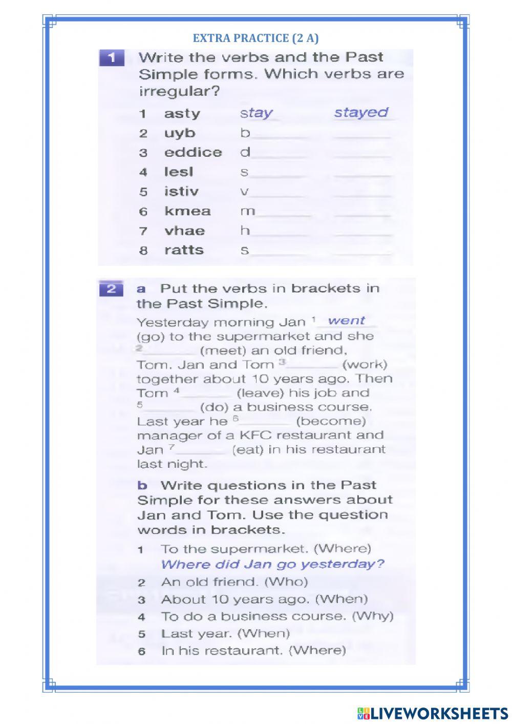 Extra practice - 2 a