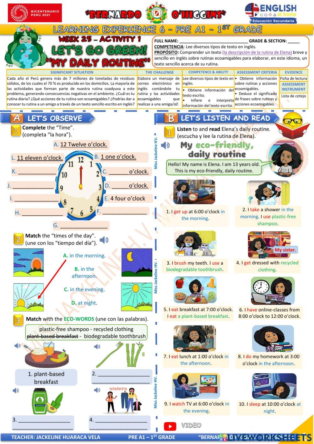 1° grado - PRE A1 - EDA 6 - activity 1 - Aprendo en casa