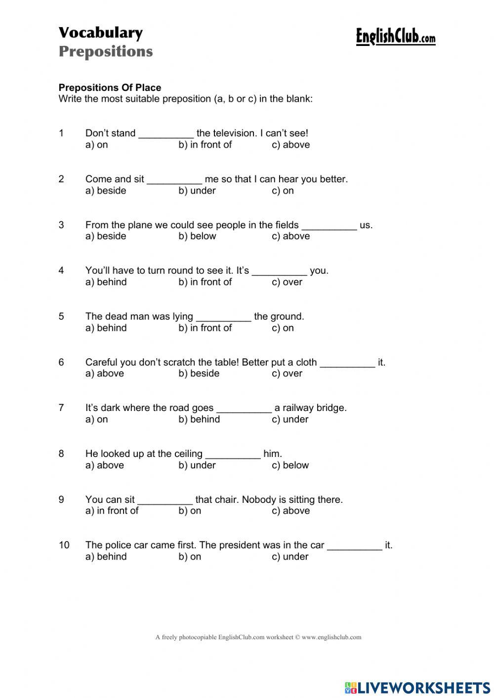 ใบงานเก็บคะแนนเรื่องคำบุพบท ม.๔