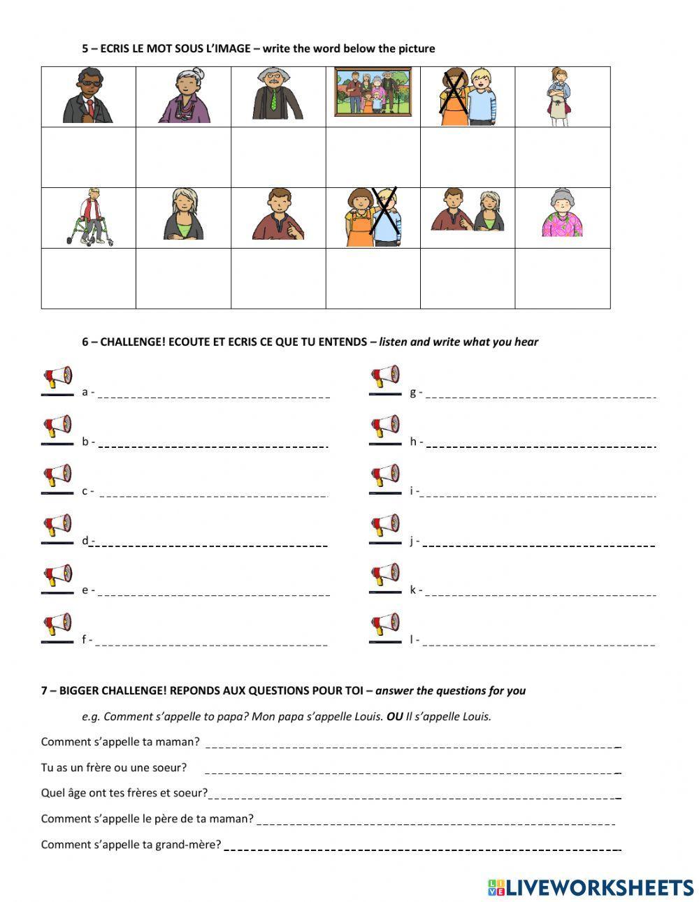 La famille - revision