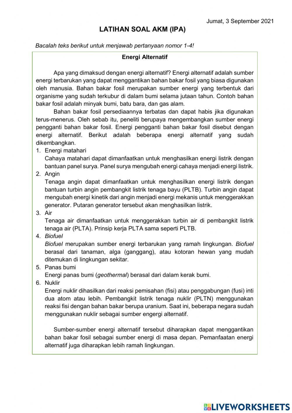 Lathan soal akm (ipa)